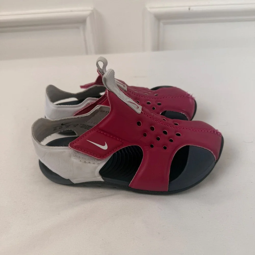 Nike Sunray Protect 2 TD Toddler Sandals Berry White 943827-604 Size 9C